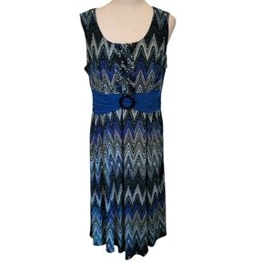 Perceptions Sleeveless Dress Blue sz L